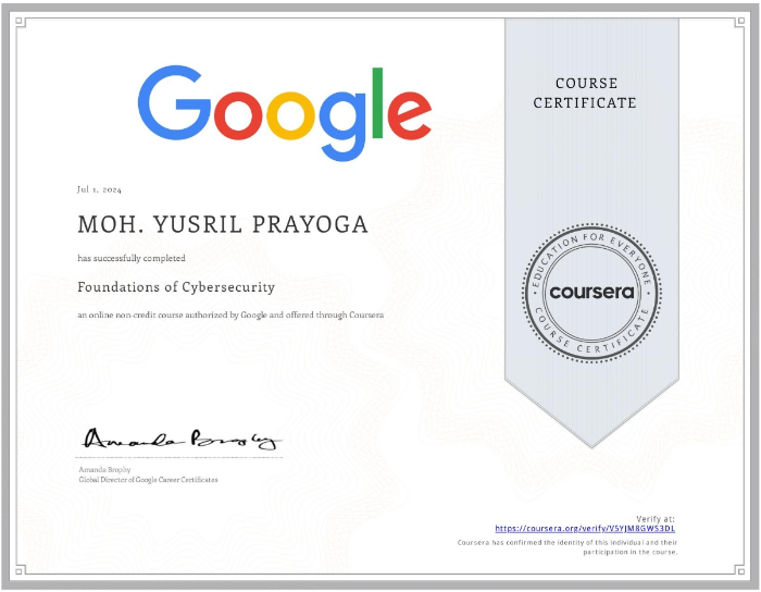 Certificate — Foundations of Cybersecurity