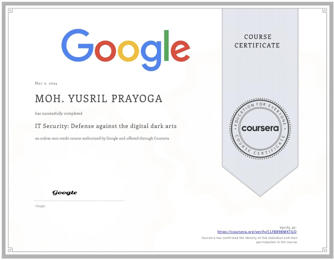 Certificate — IT Security: Defense Against the Digital Dark Arts