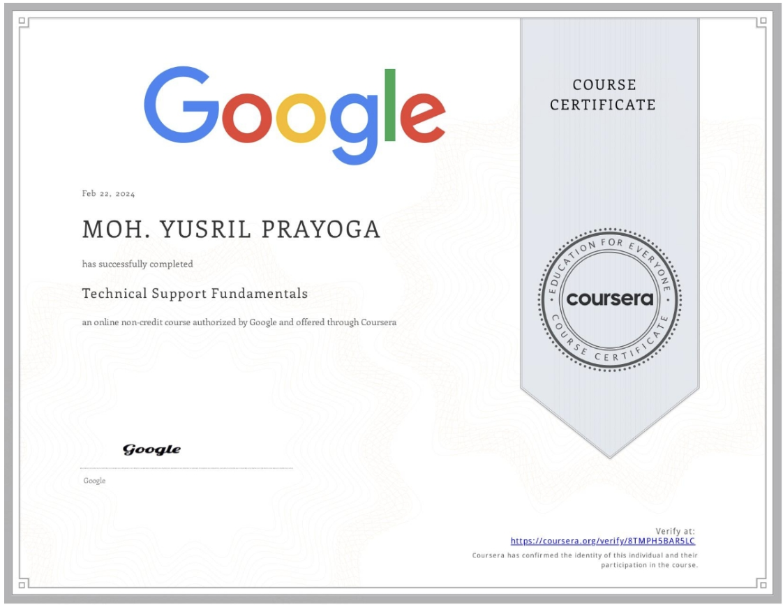 Certificate — Technical Support Fundamentals